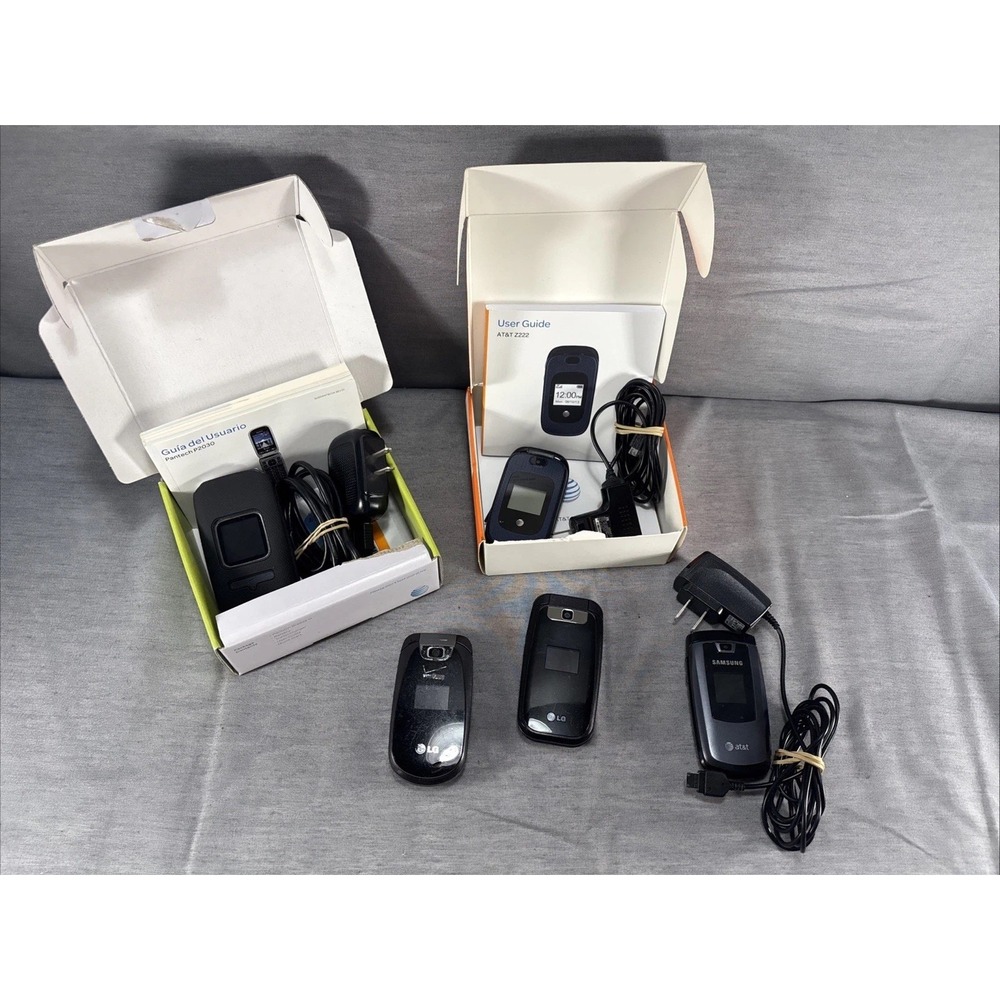 AT&T Verizon Samsung LG Pantech ZTE Flip Cell Phones Lot of 5 Untested